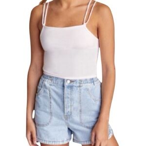 RVCA Cami Tank M Light Pink Y2K Double Strap Viscose Slim BNWT